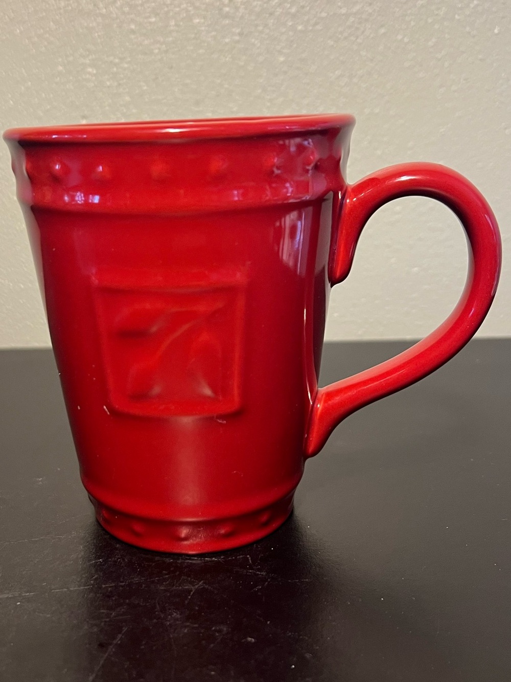 SIGNATURE Sorrento Ruby Red Embossed Stoneware Coffee Mug Debby Segura Farmhouse